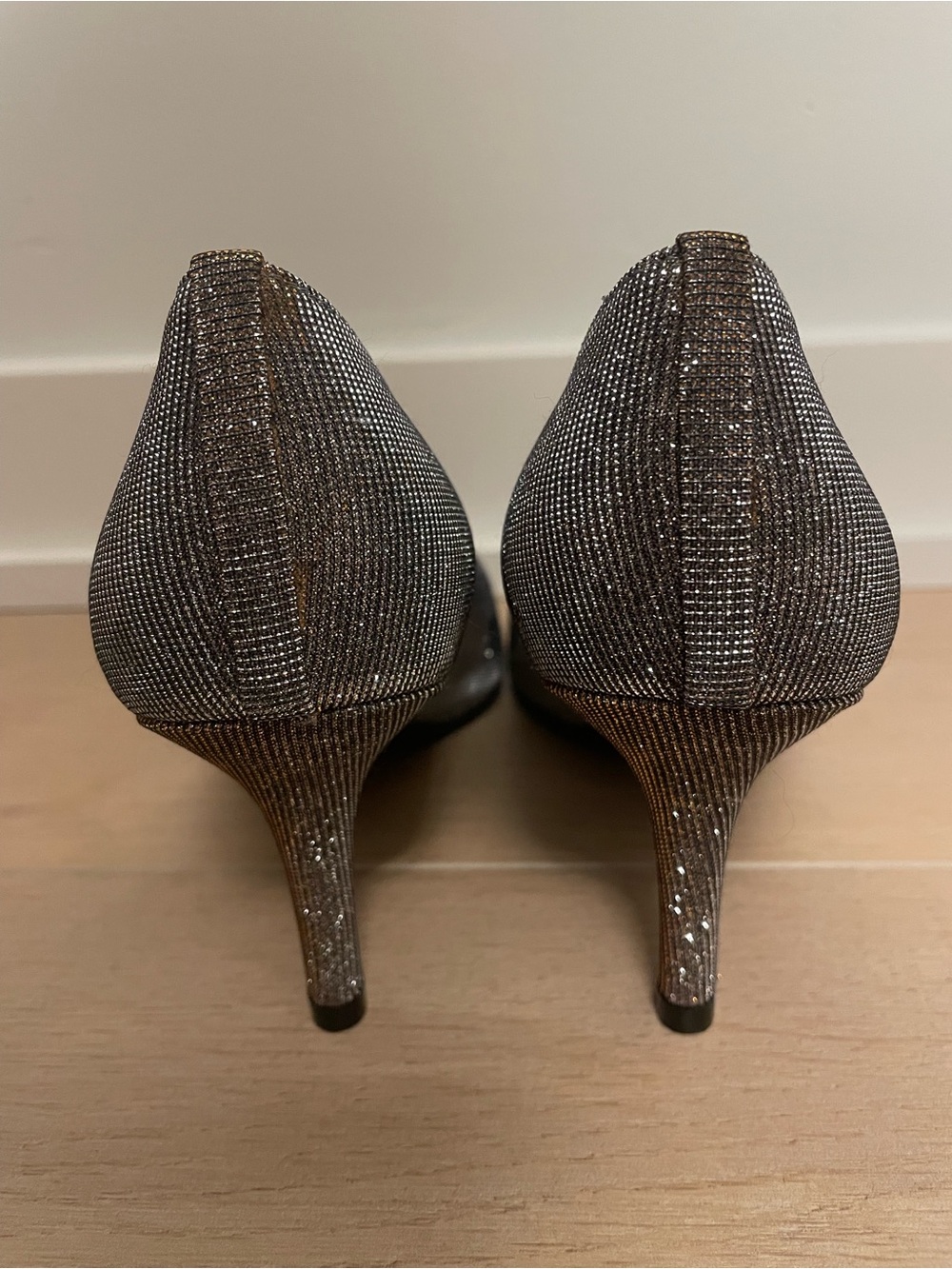 STUART WEITZMAN Bowover Glitter Pump - Peep-Toe High Heel with a Bow - Picture 5 of 9